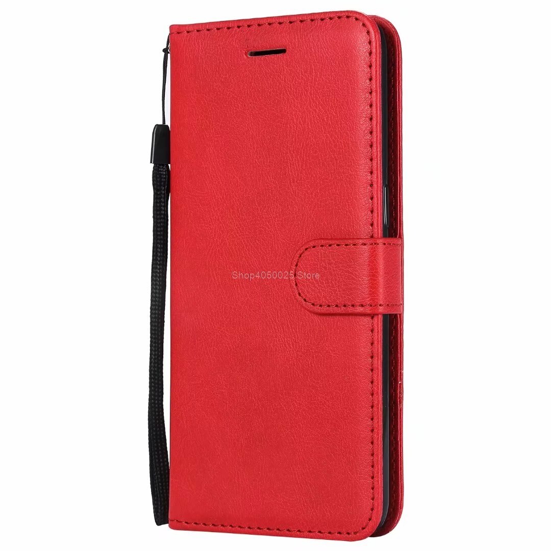 Leather Flip Cases for Huawei Y6 Pro SLA-L22 SLA-L02 Phone Cover Book House for Huawei Y6Pro SLA L22 L02 Full housings: Red