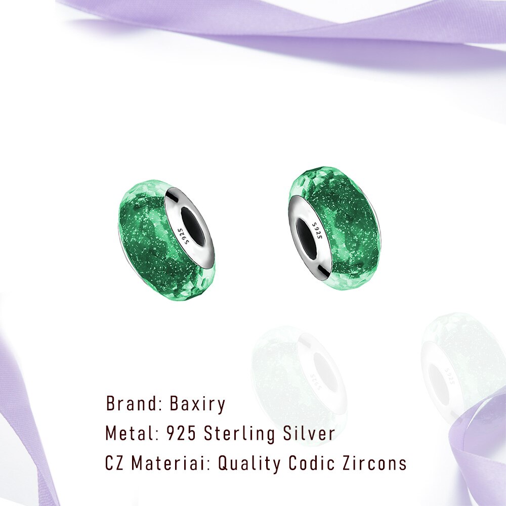 925 Sterling Silver Green Murano Glass Bead DIY Fit Charms Silver 925 Original Bracelets Beads For Women Jewelry Making