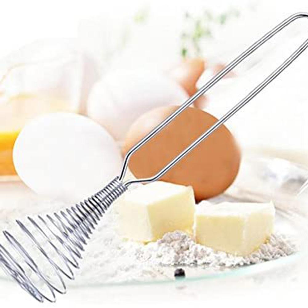 1Pc Keuken Tool Rvs Garde Stirrer Mengen Mixer Eiklopper Foamer Draaien Hand Push Garde Stiring Tool