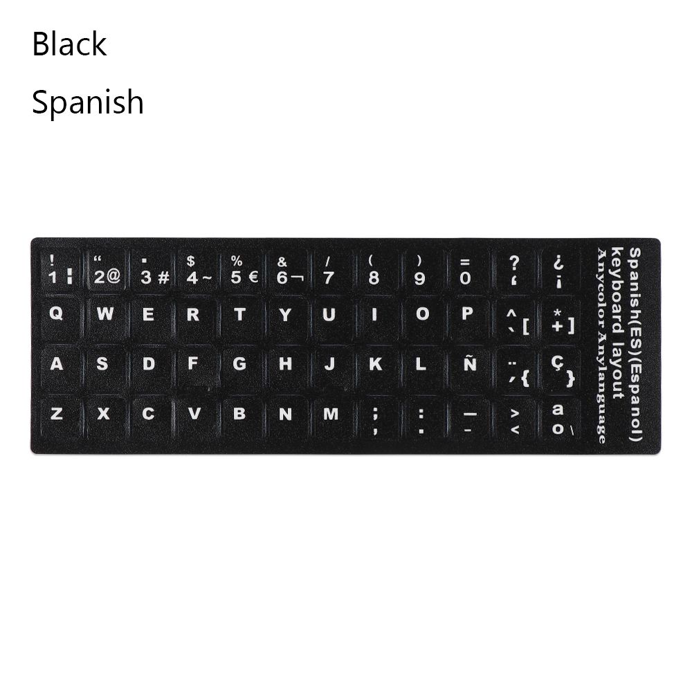 Luminous Keyboard Stickers Spanish/English/Russian/Arabic/French Language Alphabet Letters Computer Button Protective Film: WHITE