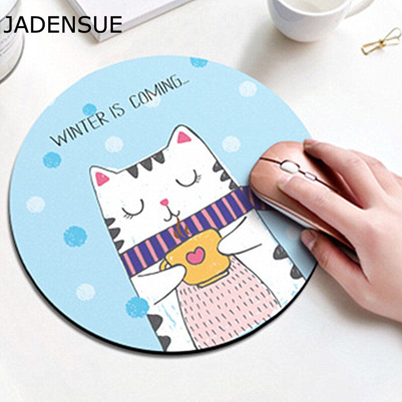 Comfortabele Ronde Muismat Planeet Serie Mat Desktop Non-Slip Rubber Pad Pc Muismat Ronde Bureau Gamer Gaming mat Voor Pc Laptop: Fat cat