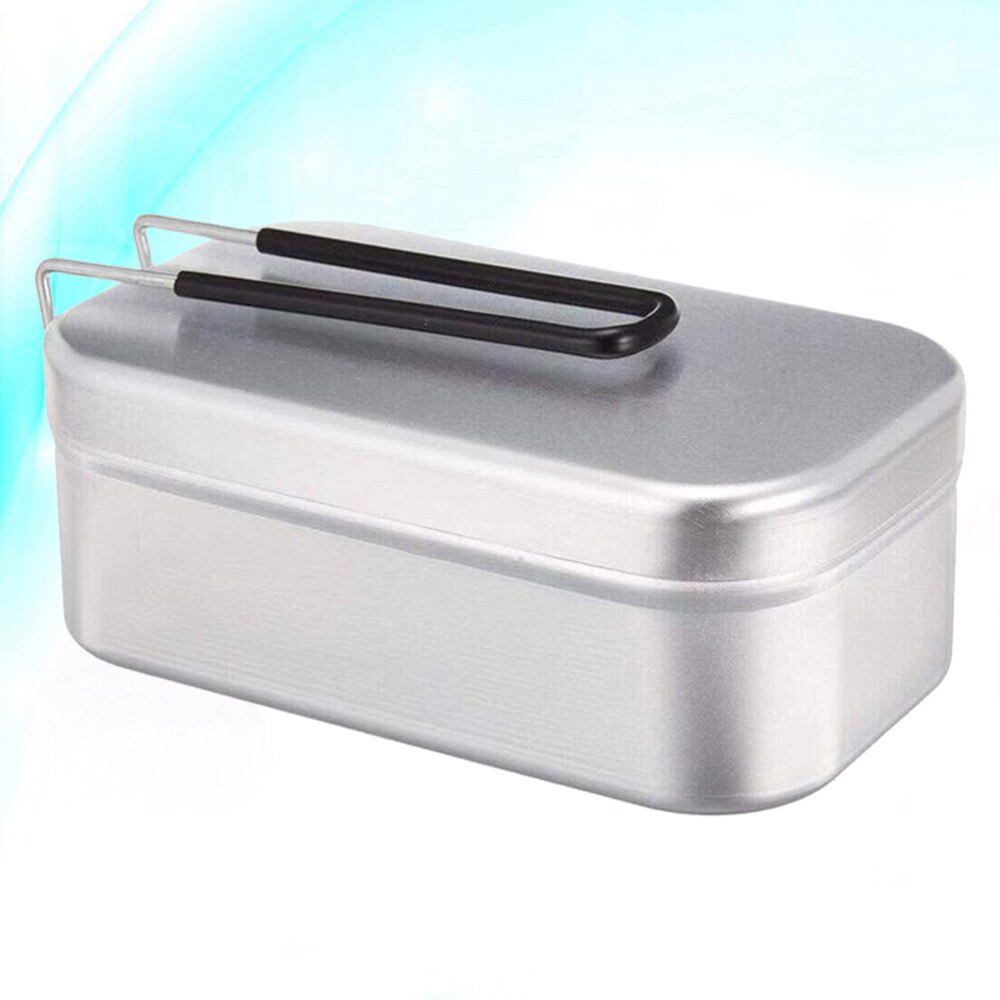 Aluminum Tin with Lid Food Container Lunch Mess Tin for Indoor Outdoor Camping Picnic (Silver): Default Title