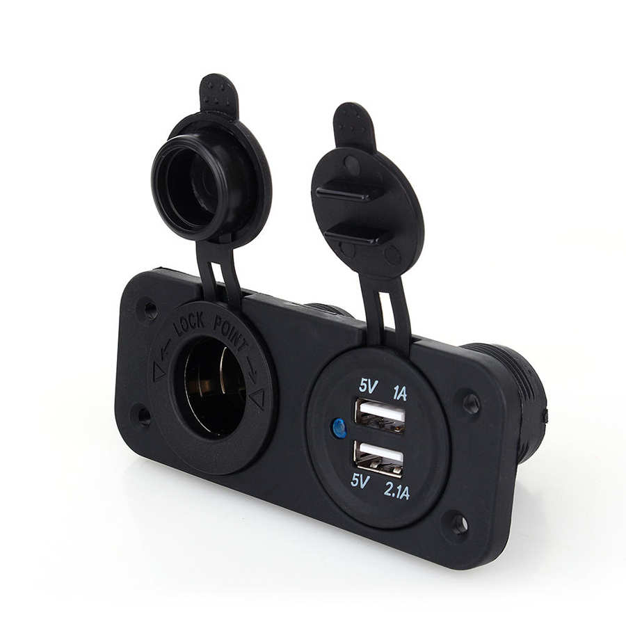 Dual Usb Car Auto Sigarettenaansteker Splitter 12V Lader Power Adapter Outlet Huishoudelijke Socket Dc 12V Input power Adapter