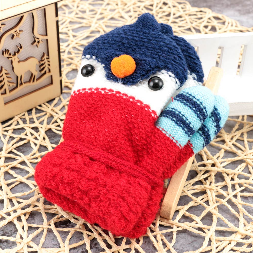1 coppia Carina Cartone Animato Uccello Morbido Guanti Caldi di Inverno Del Bambino Guanti Per Bambini Lavorato A Maglia Elastico di Spessore Guanti per Bambini Guanti Per Bambini