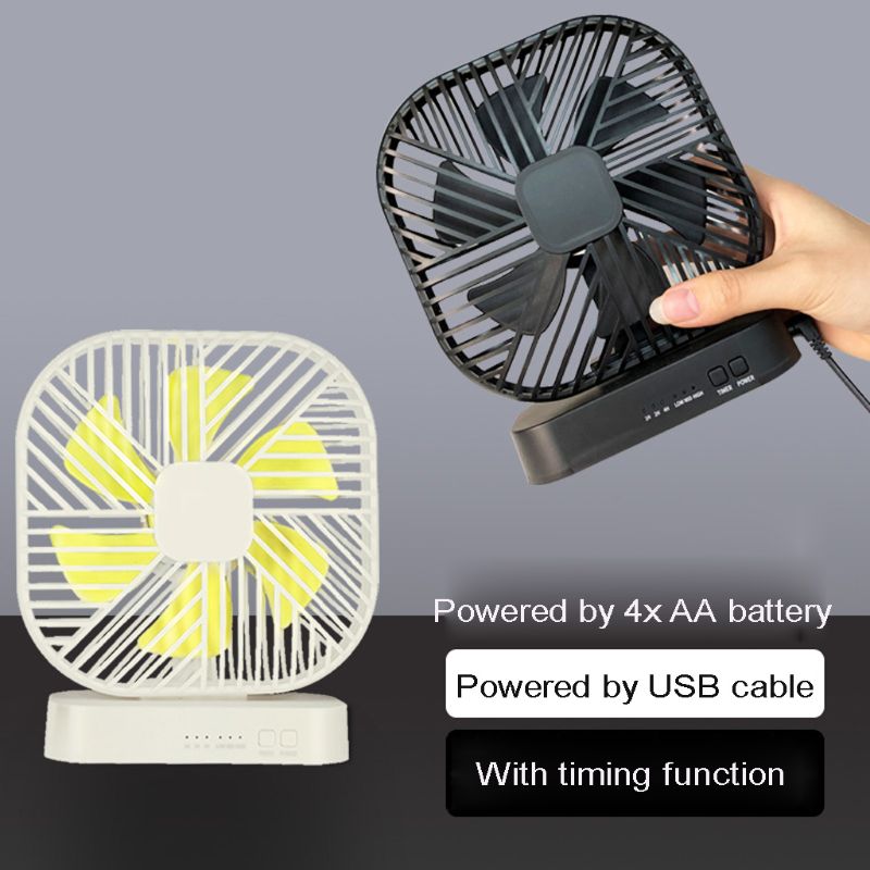 Universal Magnetic Mini Fan USB or 4x AA Battery Powered Desk Fan with 3 Speed Timing Function Personal Fans for Camping Office