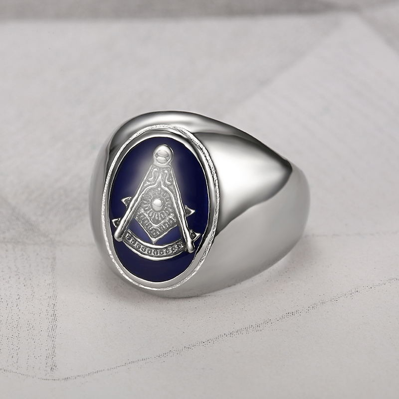 Guld silver färg frimureriet frimurare symbol guldton herr s 316l rostfritt stål frimurarring: 11 / Silver-