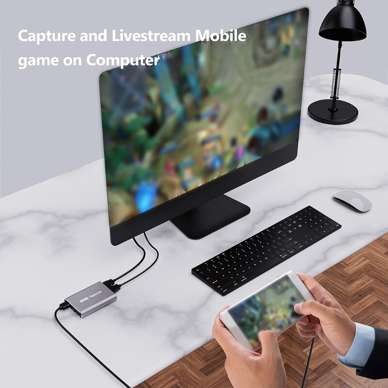 USB Port Capture Card with Micro Phone Input High Speed Interface Gamepad Party Record the 1080P Video IN/OUT