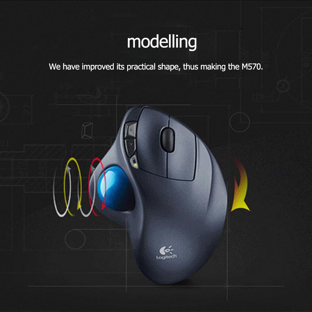 Logitech m570 2.4ghz sem fio trackball mouse 540dpi mouse ergonômico para desktop computador portátil computador de escritório em casa jogos ratos