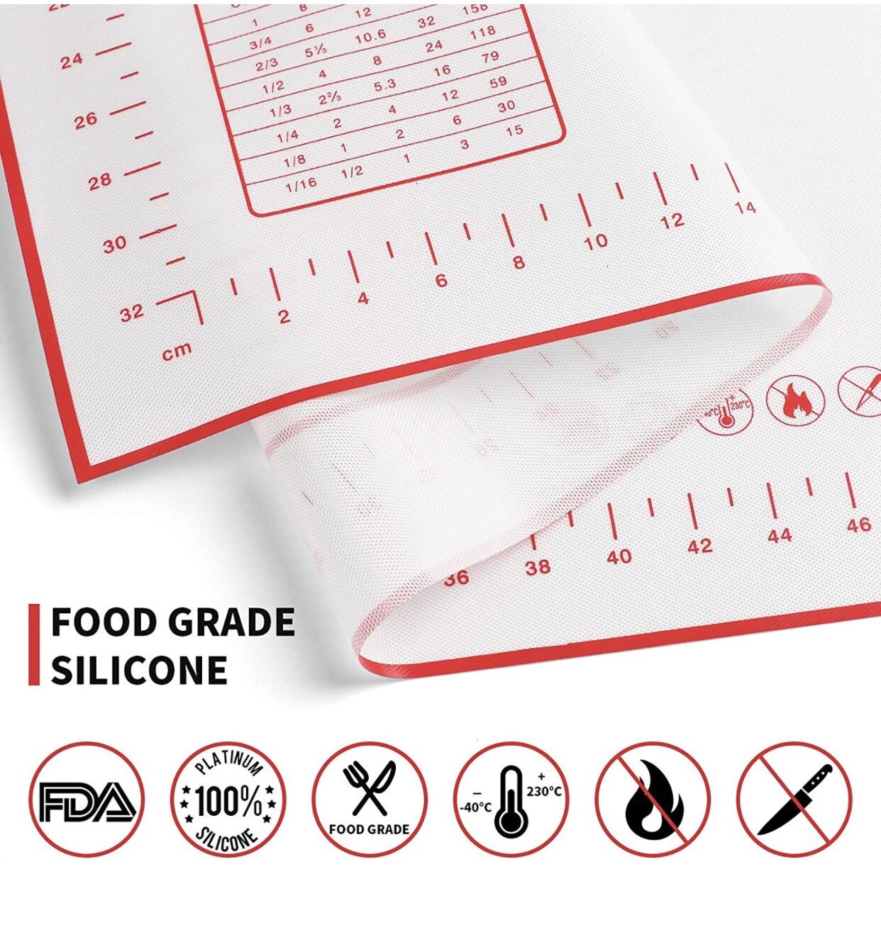 70*70cm Silicone Baking Mat Thicken Cake Silicone Mat Oven Pizza Pastry Mat Rolling Dough Board Non-Stick Mat Cake Baking Tools