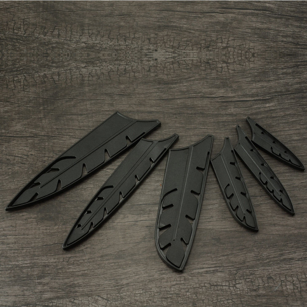 Damask 6 pcs Black Plastic Knife Blade Protector Kitchen Knife Cover For 3.5" 5" 5" 7" 8" 8" Knife PP Knife Cover: 6 Pcs  B