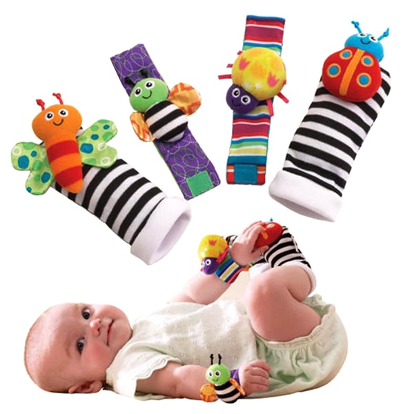 0-2T Baby 1 Set Knuffel Pols Rammelaar Kleurrijke Bee Met Voet Sokken Leuk Voor Baby