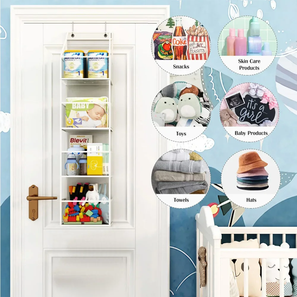 4-Regal, durchsichtig, über der Tür, Organizer, Schrank, Speisekammer, Tür, Aufbewahrung, Hängeraum-Organizer mit Kunststofftaschen für Küche, Schlafzimmer