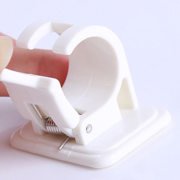 2 Pcs Shower Curtain Hanging Rod End Fixing Holder Clip Rack Hook for Home Bathroom OW