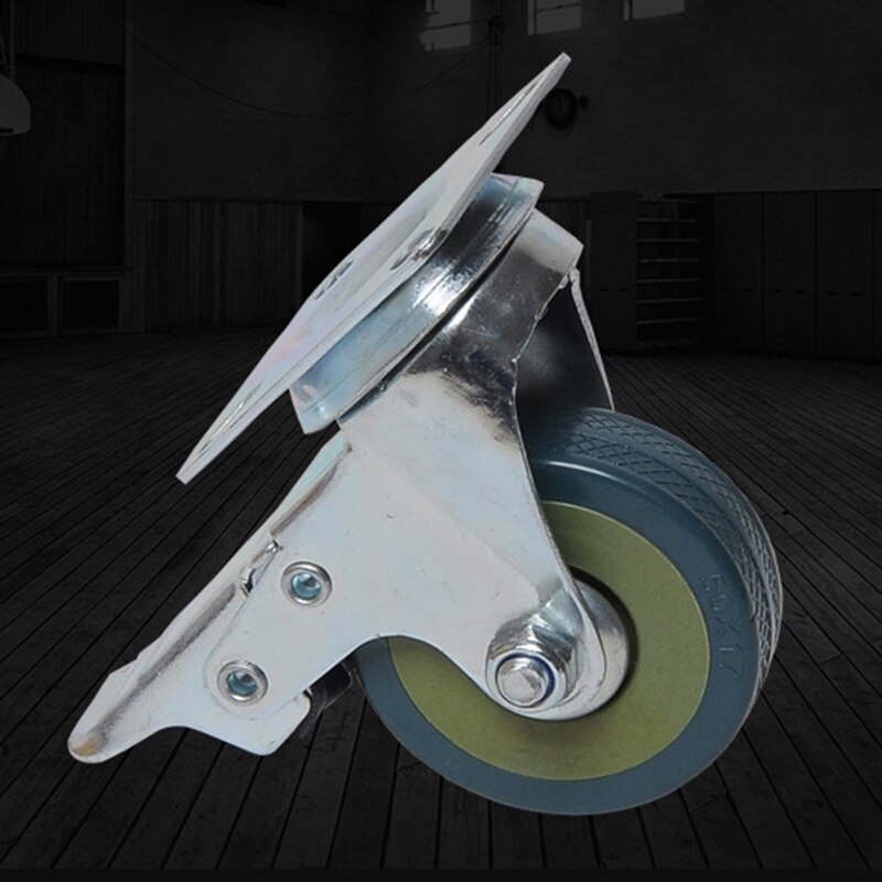 4Pcs Set Heavy Duty 50X17mm PVC Swivel Castor Wheels Trolley Caster Brake Model:4 with Brake HL-5