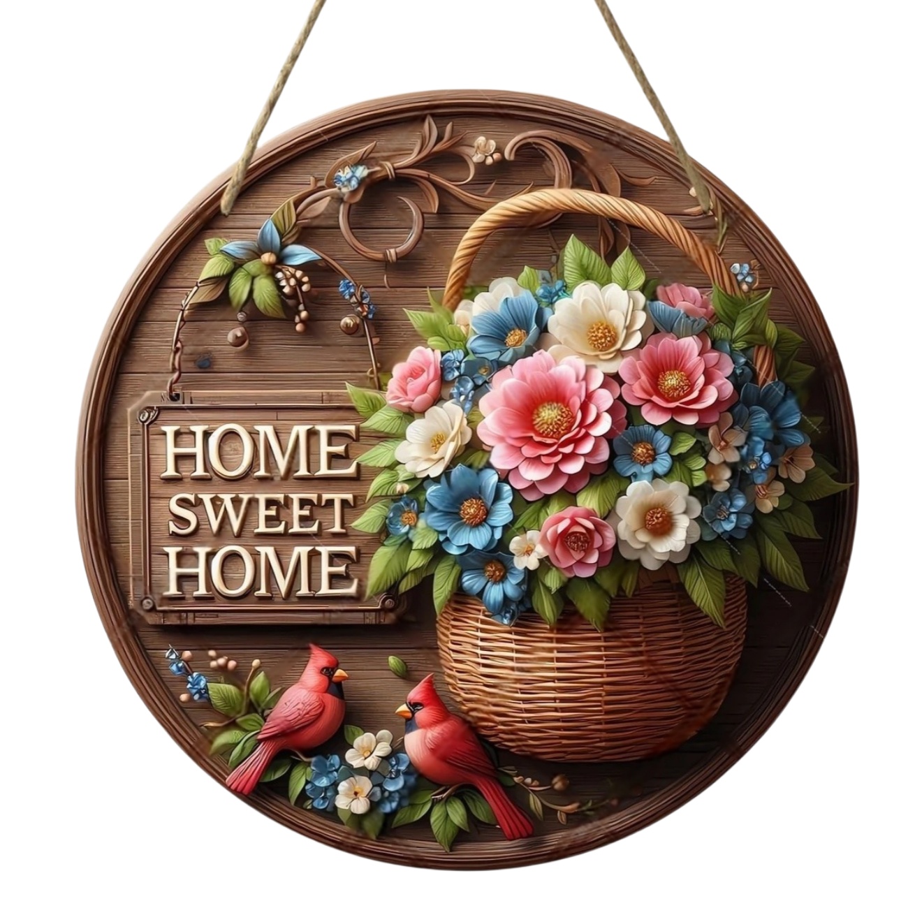 Vintage Home es un dulce letrero circular de madera colgante, adecuado para el hogar, la sala de estar, el jardín, la habitación, la decoración del porche,: 40 x 30 cm / YELLOW