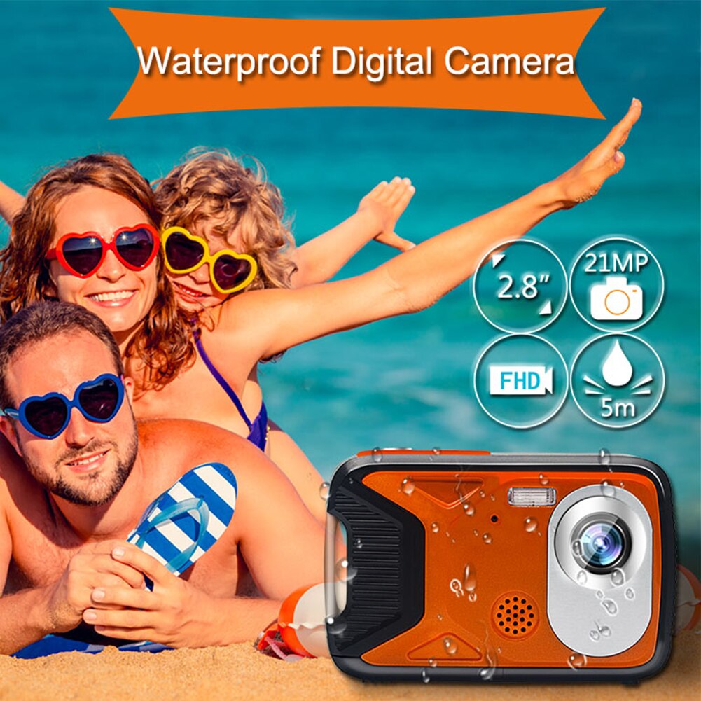21MP 1080P Video Recorder Waterproof HD Underwater Camera 2.8inch LCD Screen With Card Digital Swimming Selfie DV Recording