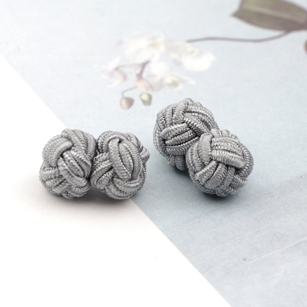 Kleurrijke Dubbele Touw Bal Knoop Manchetknopen Effen Kleuren Gevlochten Handgemaakte Elastische Upscale Mannen Klassieke Manchetknopen Voor Mannen: 16