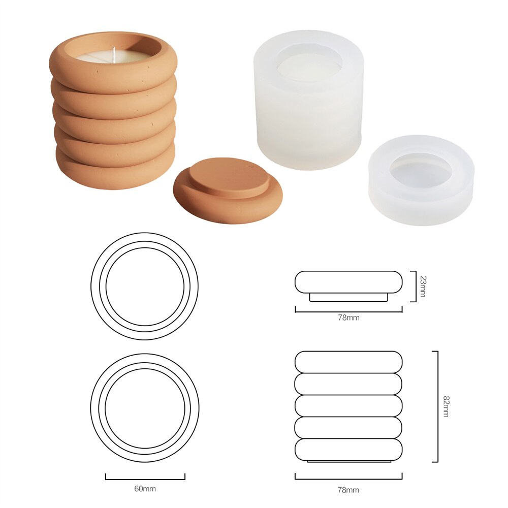 Nicole – Pot à bougie en béton avec couvercle, moule en Silicone, ciment, récipient à bougie, rond, romain, Pot de rangement en Terrazzo, outil de décoration pour la maison: Bubble Shape