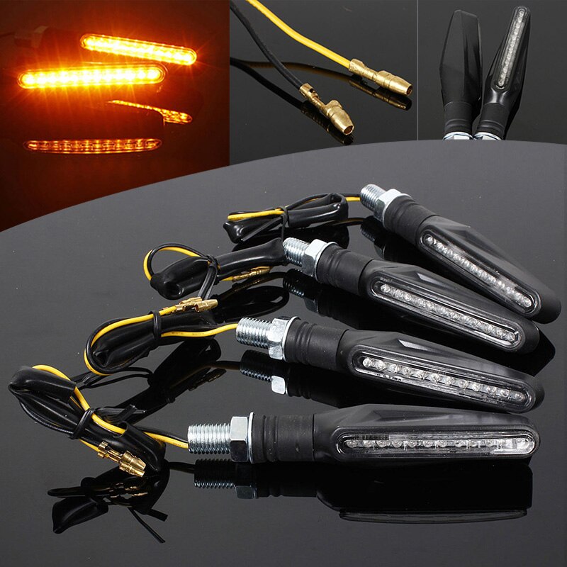 Newest Universal Flowing Water 4PCS Motorcycle LED Turn Signals Flicker Light Indicators Blinkers Flexible Bendable Amber light