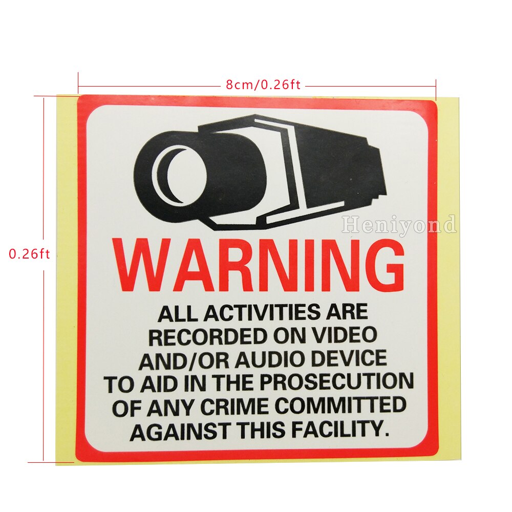 16PCS Warning Sign Sticker 80mmx80mm Protection Premium CCTV Security Sticker Camera System Video Security Decals Posted