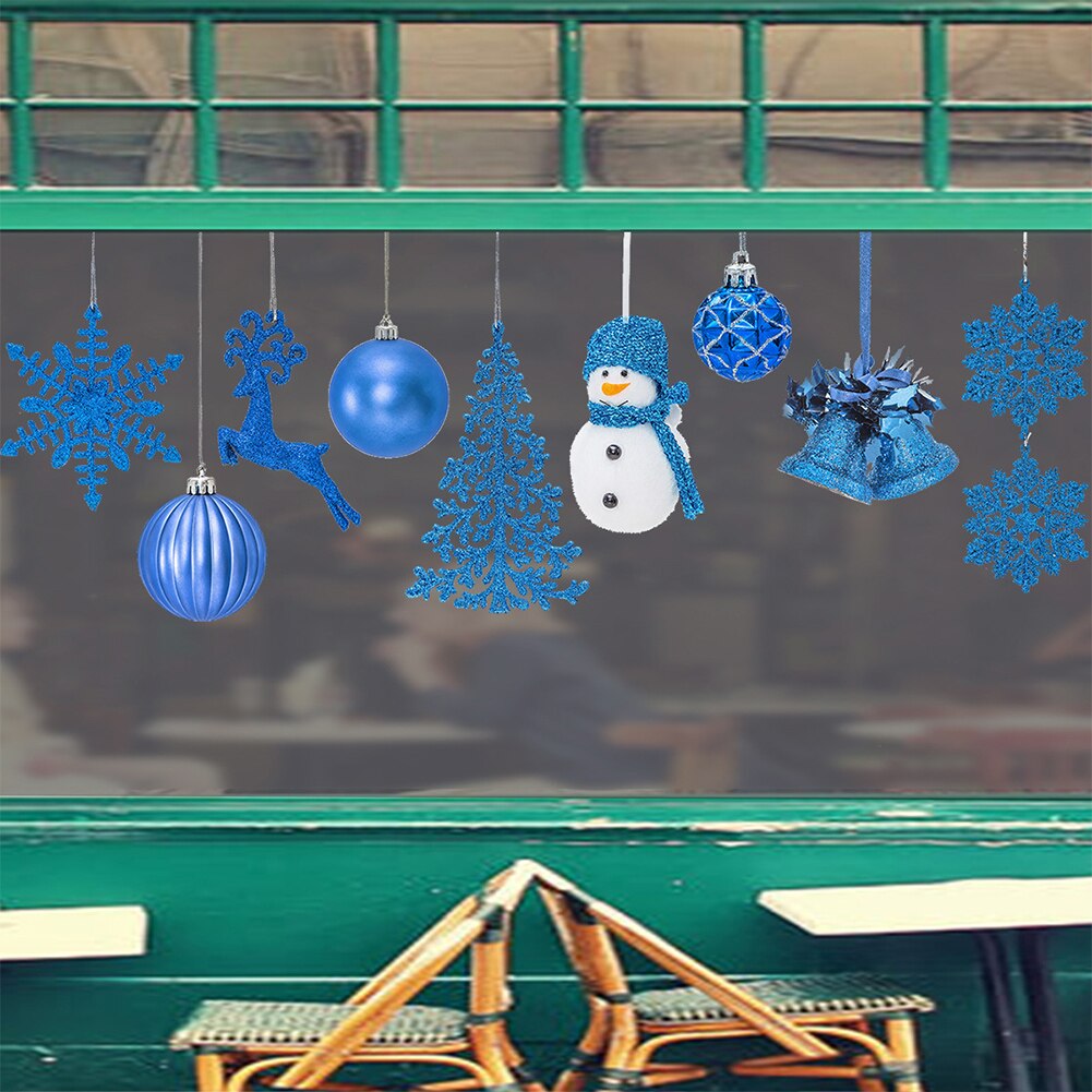 Christmas window sticker blue hanging crystal ball snowflake wall sticker window decoration room decoration atmosphere s