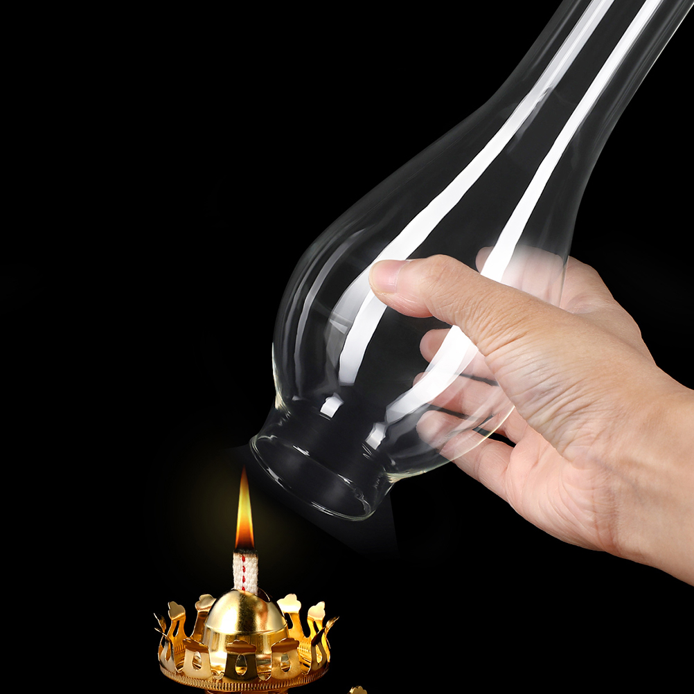2 Pcs Glass Oil Lamp Chimney Antique Clear Kerosene Lamp Shade Replacement Vintage Lantern Covers Lighting Accessories