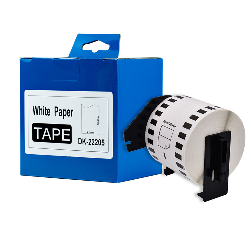 1PK Rolls Compatible DK-22205 Label TAPE 62mm*30.48M Continuous for Brother Label Printer White Paper DK22205 Full Blank Sticker