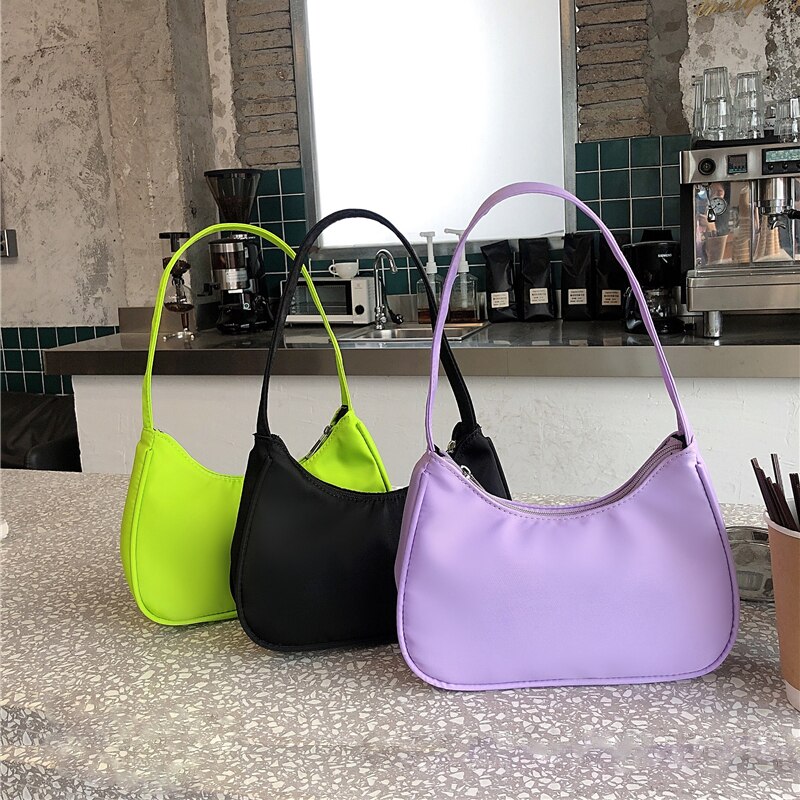 Sac à main rétro en Nylon violet pour femmes, sac à bandoulière simple, pochette en Nylon