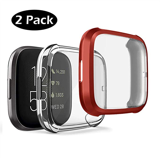 2pack Soft Tpu Case for Fitbit Versa 2 versa Band Waterproof Watch Shell Cover Screen Protector for Fitbit Versa 2: 9