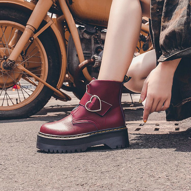 neue Stiefel frauen Dicken Boden Kurze Stiefel Motorrad Stiefel Kurze Stiefel Frauen Zapatos De Mujer
