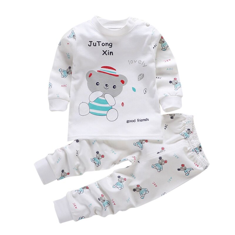 Los niños pijama ropa de bebé conjunto niños ropa de dormir de dibujos animados de algodón de otoño Pijamas ropa de niños niñas Pijamas conjunto 0-7year: D / 1-2T