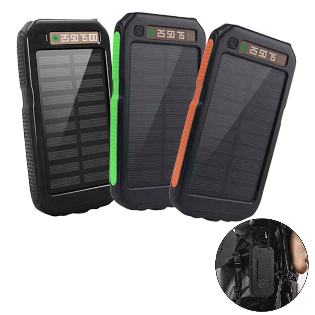 Portable 20000mAh Solar Cell Mobile Power Bank Solar Battery Charger Dual Output USB External Battery Long Lasting High Capacity