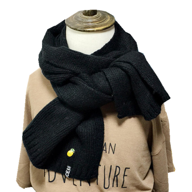 17 Colors Autumn Winter Children Immitation Cashmere Scarf Boys Girls Shawl Warm Thicken Kids Neckerchief Children Bufandas: black