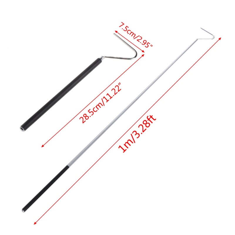 Gancho de serpiente de acero inoxidable negro, herramientas de captura de mango largo ajustable, trampa Tong para Reptiles y anfibios, suministros
