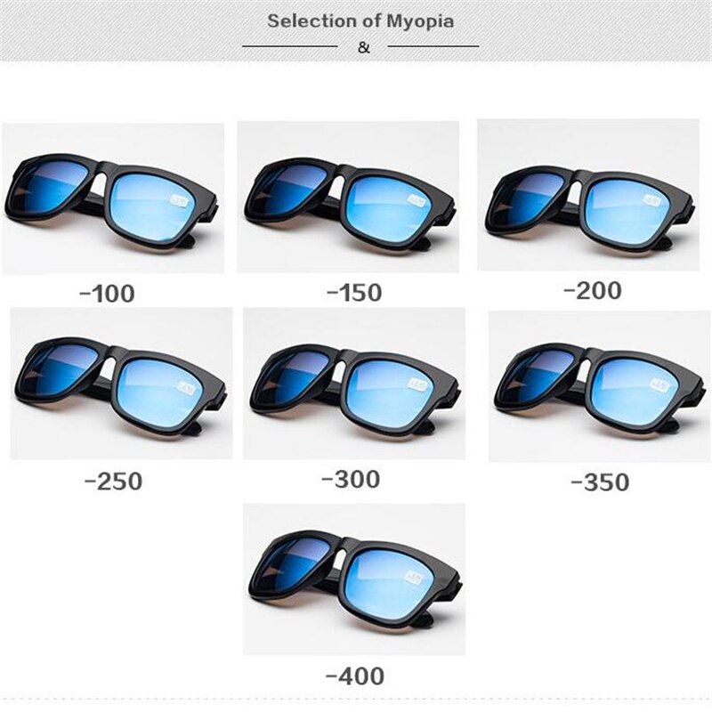 -1.0 -1.5 -2.0 -2.5 -3.0 -3.5 -4.0 færdige myopi solbriller mænd kvinder blå linse firkantet kortsynet myopes lunettes