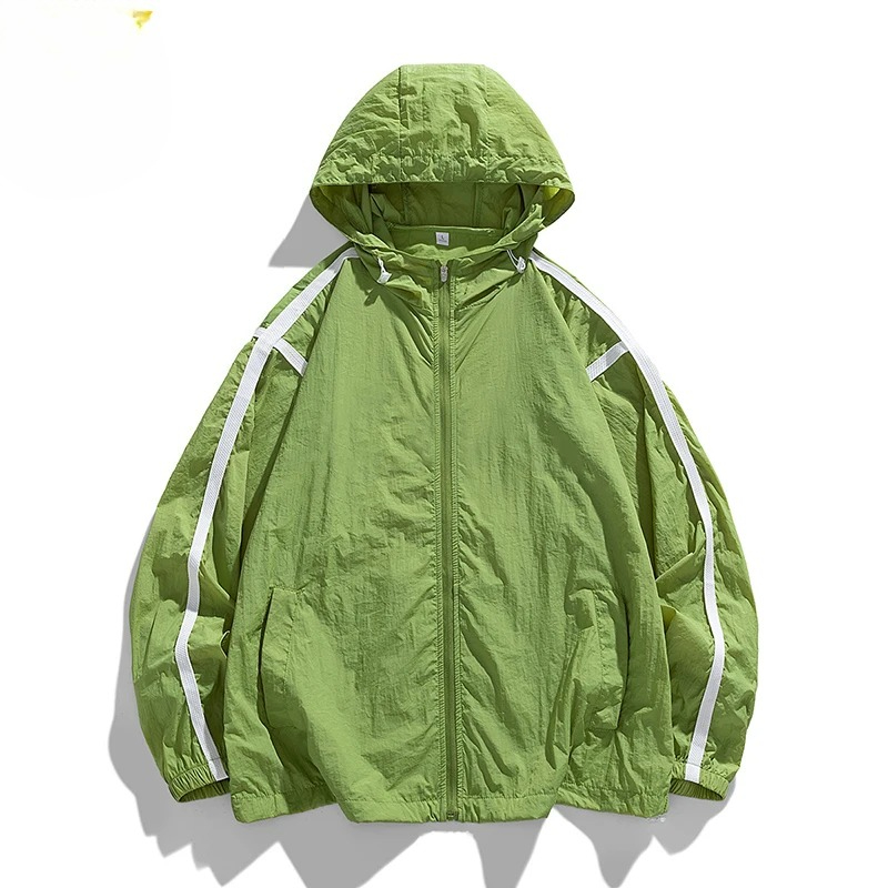 Outdoorjas Heren Zomer Dunne ijszijde Comfortabele ademende jas met capuchon Dames Japanse camping UV UPF50+ Skin Windbreaker: XXXL / groen