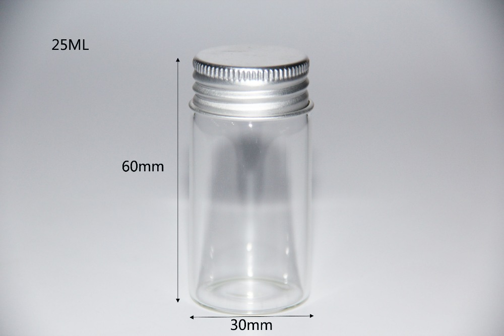 Frascos de vidrio transparentes con tapa de rosca para decoración de boda, frascos de Perfume para alimentos, 10ml, 15ml, 20ml, 25ml, 30ml, 40ml, 50ml, 60ml, 50 Uds.: 30 60mm 25ml