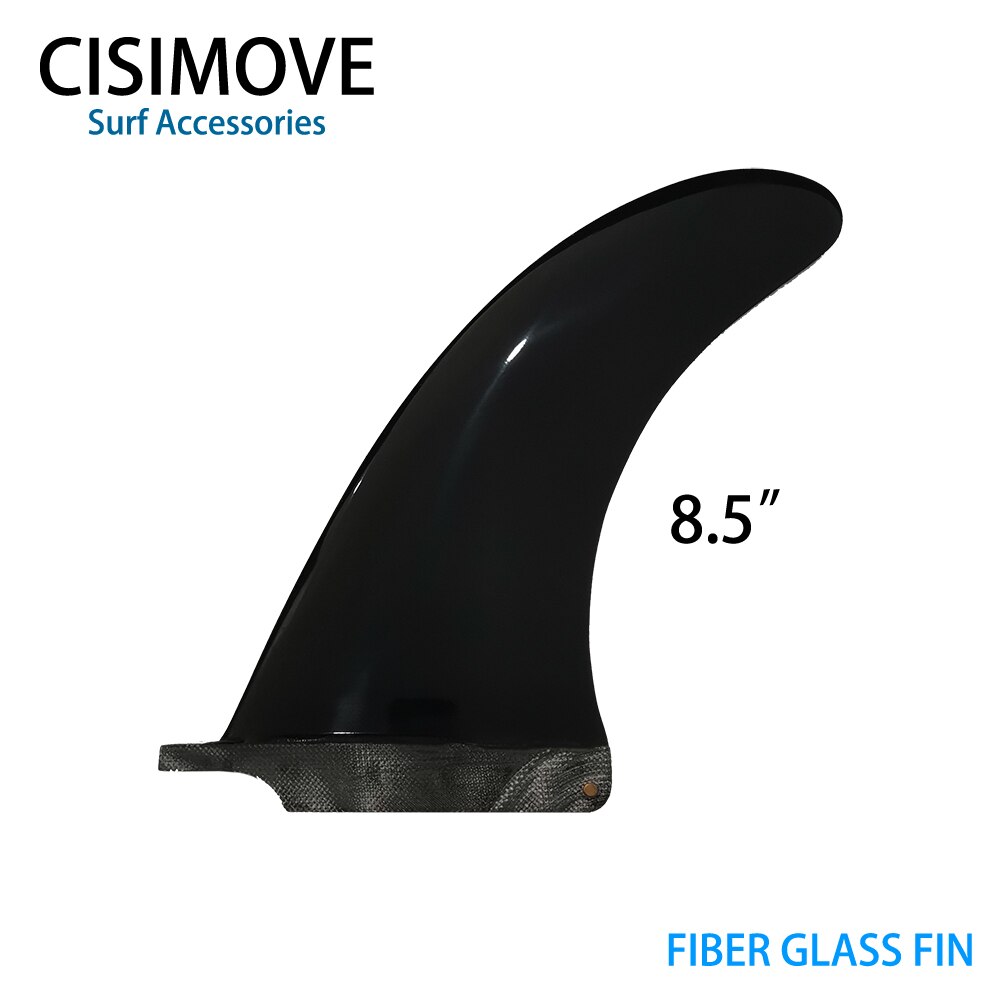 CISIMOVE, fibra negra, cola central de vidrio, aleta única para tabla larga Surf SUP: 8.5 inch glossy