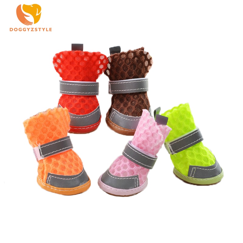 4 stuks/set hondenschoenen van mesh, ademend en reflecterend materiaal voor kleine en middelgrote honden, chihuahua, huisdieraccessoires, doggyzstyle