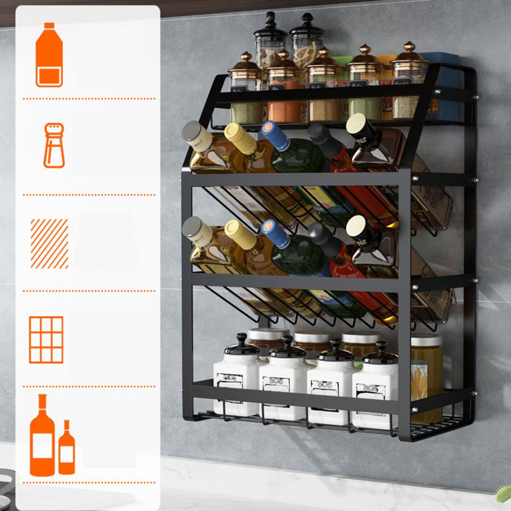 Modern Wall-mounted Spice Rack Easy to Install Seasoning Bracket Space-saving for Household