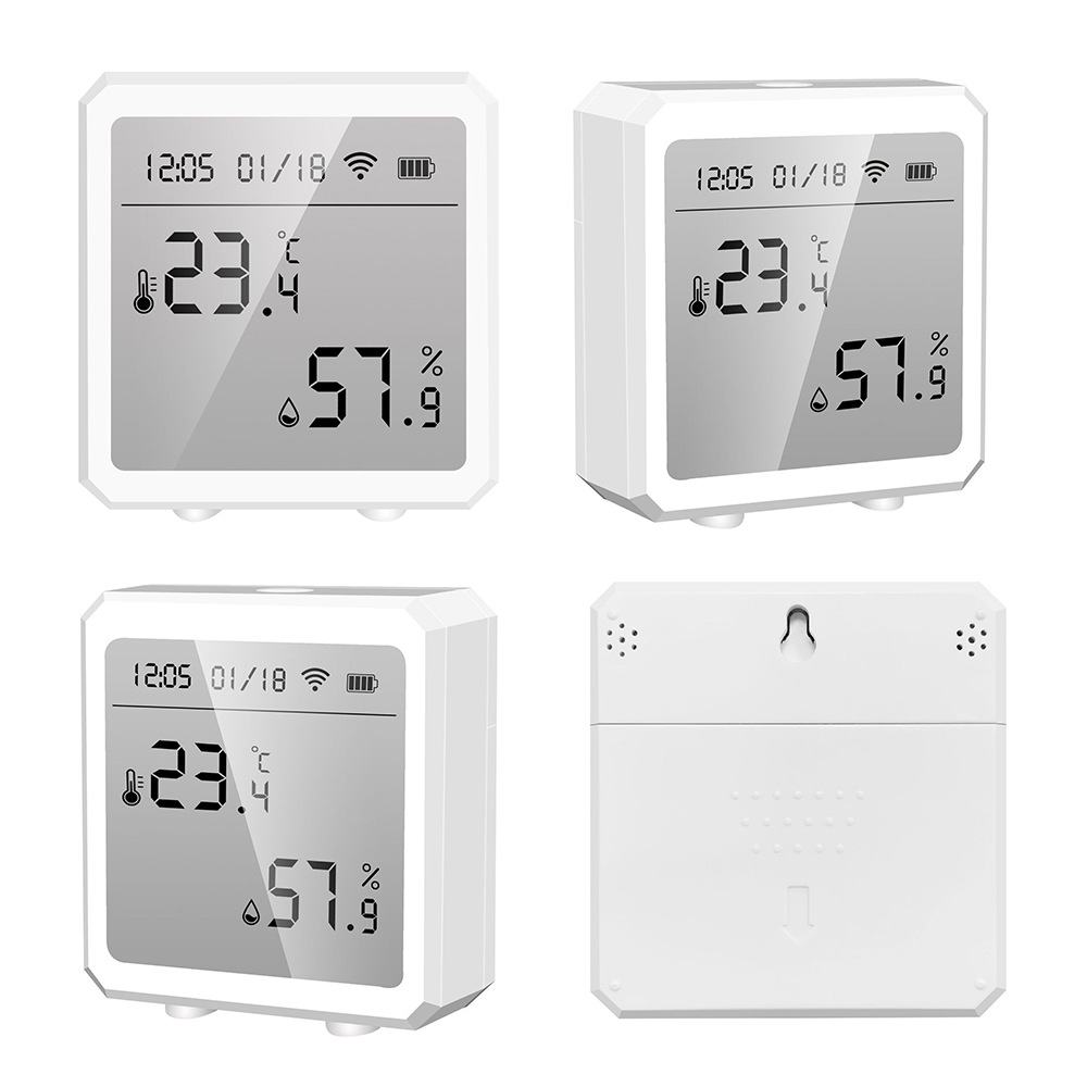 Tuya WiFi BT Temperature Humidity Detector Sensors Alarm Function Intelligent Home Indoor Real-time Monitoring Date Display