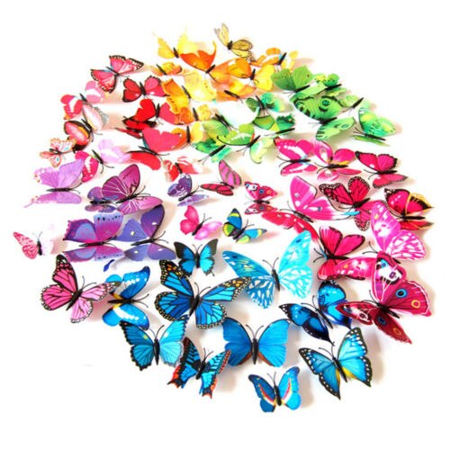 12Pcs 3D Butterfly Wall Decals Removable Sticker Kids Art Nursery Magnets Decor