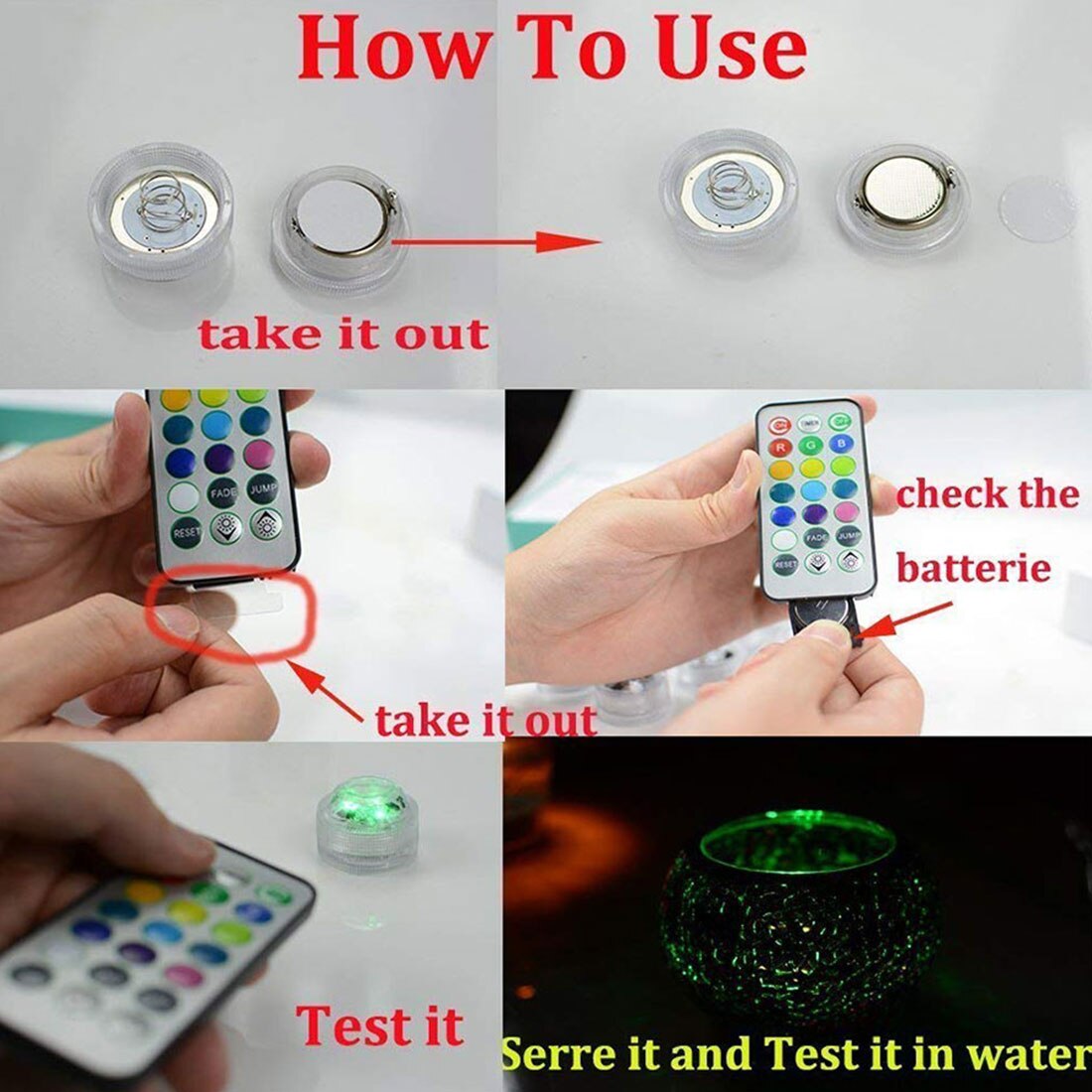 LED remote control dive light super bright adjustable waterproof ten colors optional