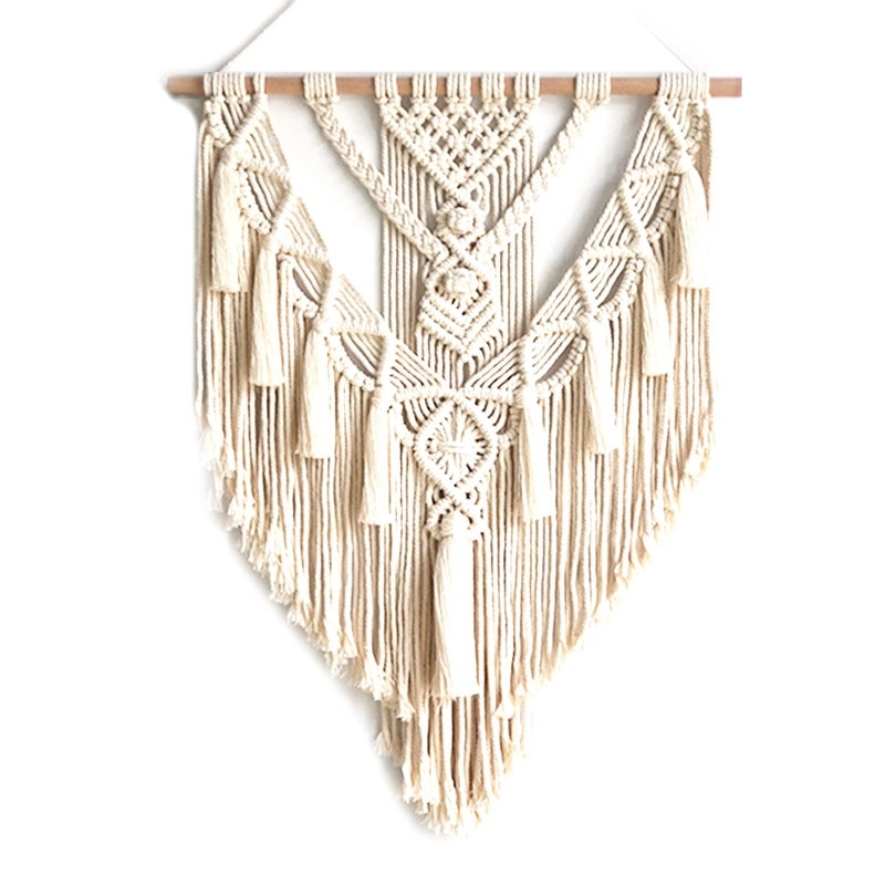 Macramé tapiz colgante de pared decoración de pared Boho Chic tejido bohemio decoración del hogar 55X70cm: Default Title