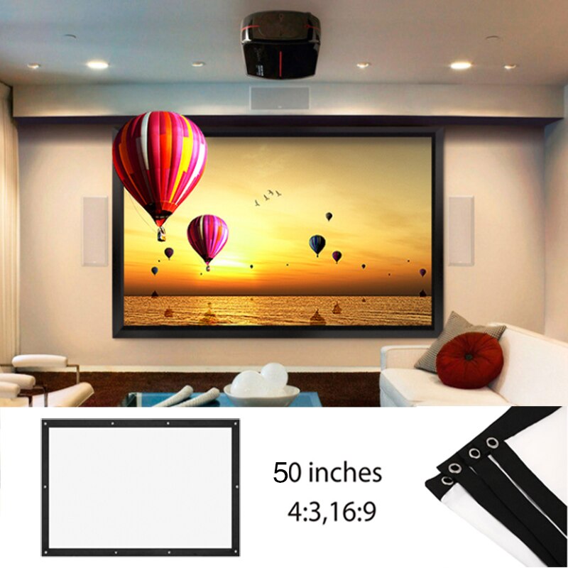 lightweight 16:9 Projector Cloth Screen Gaming 50 inch Movie Screen foldable projection screen Video oudoor 3D movie player