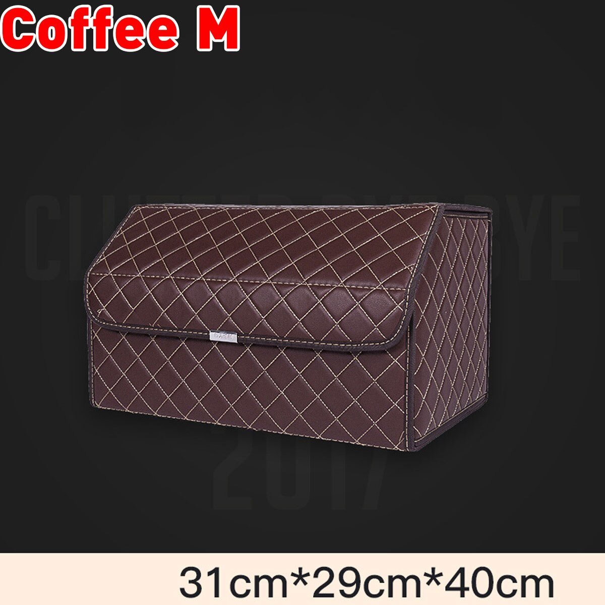 Folding Large Car Trunk Organizer Box Storage Bag Auto Trash Tool Bag PU Leather Cargo Storage Stowing Tidying Car Accessories: Coffee M