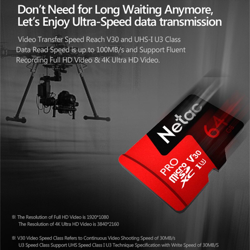 Netac Micro SD Card 64GB 128GB 256GB Class 10 UHS 1 U3 V30 Memory Card 64 128 GB Flash Microsd P500 Pro TF Card For Smartphone