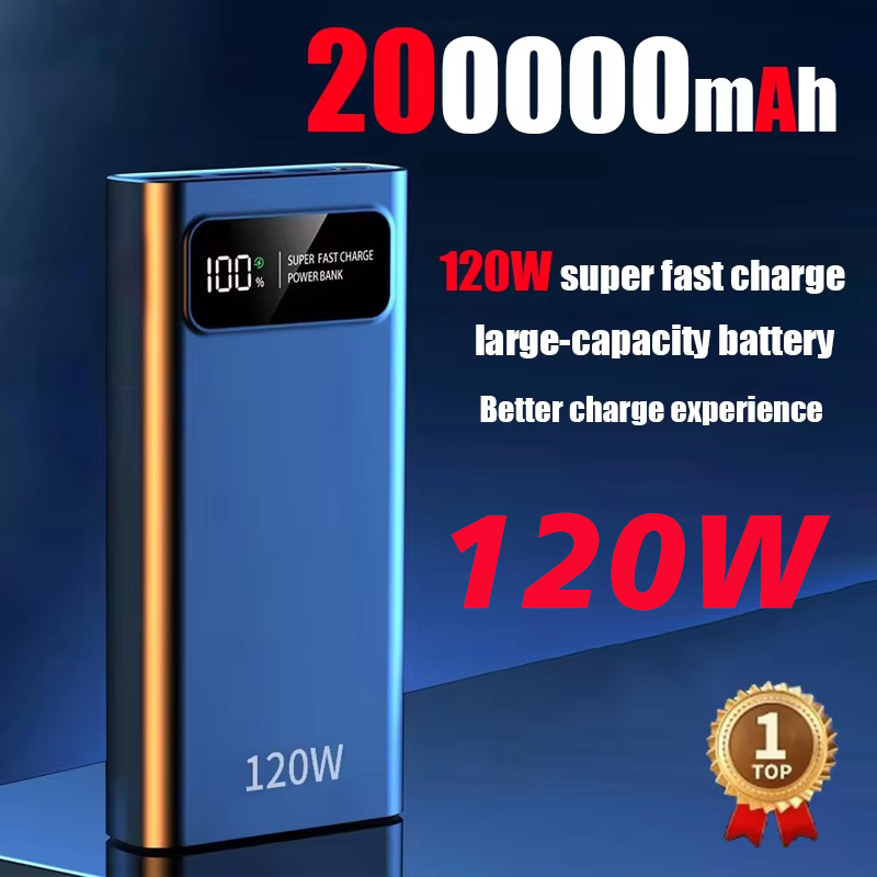 200000mAh 120W Power Bank Fast Charging Ultralarge Capacity Portable Digital Display External Battery For Huawei Iphone16 Xiaomi