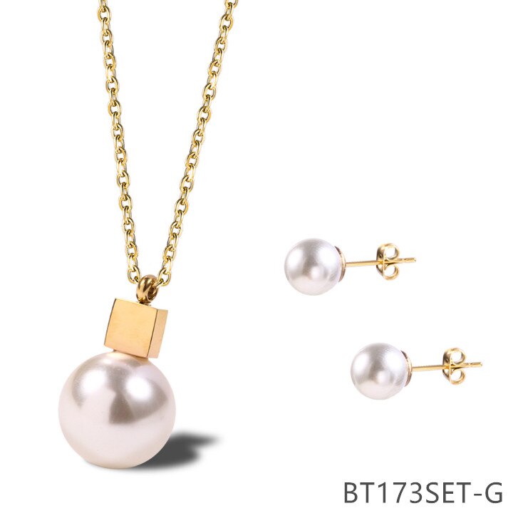 Necklace Pendant Earrings Pearl Jewlery Sets for Women Fahion BT173: BT173SET-G