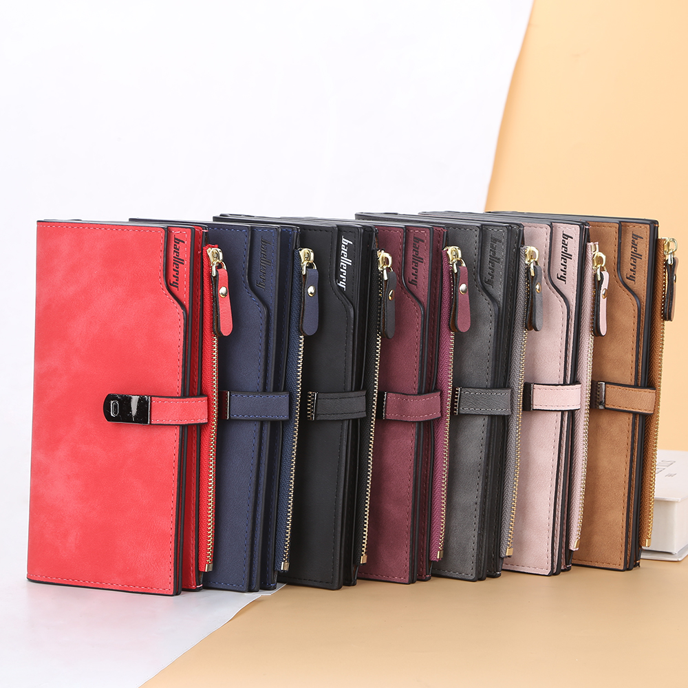 Women Long Wallets Magnetic Buckle Card Holder Classic Female Purse Zipper Wallet For Girl